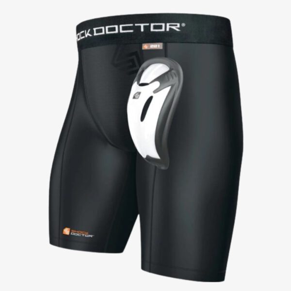 Afbeelding Shock Doctor compression short met bioflex kruisbeschermer Tok zwart