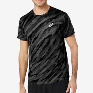 Afbeelding Asics Core all over print korte mouw hardloopshirt grijs/zwart