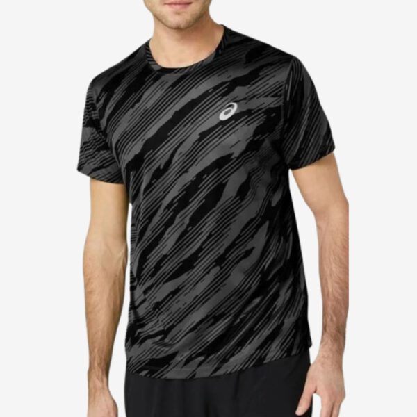 Afbeelding Asics Core all over print korte mouw hardloopshirt grijs/zwart