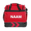 afbeelding hummel sporttas pro bag supreme rood met naam in het wit