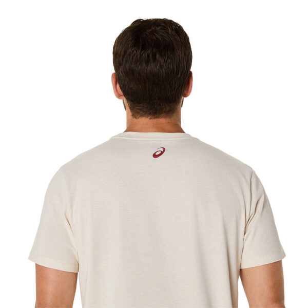 Afbeelding Asics chest logo korte mouw sportshirt heren creme/rood