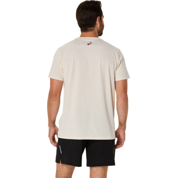 Afbeelding Asics chest logo korte mouw sportshirt heren creme/rood